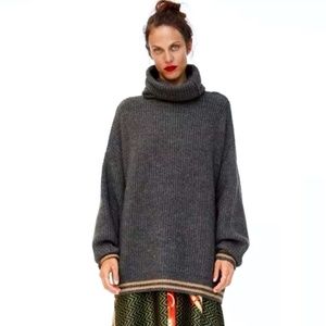 Zara Oversize Turtleneck Wool Blend Sweater